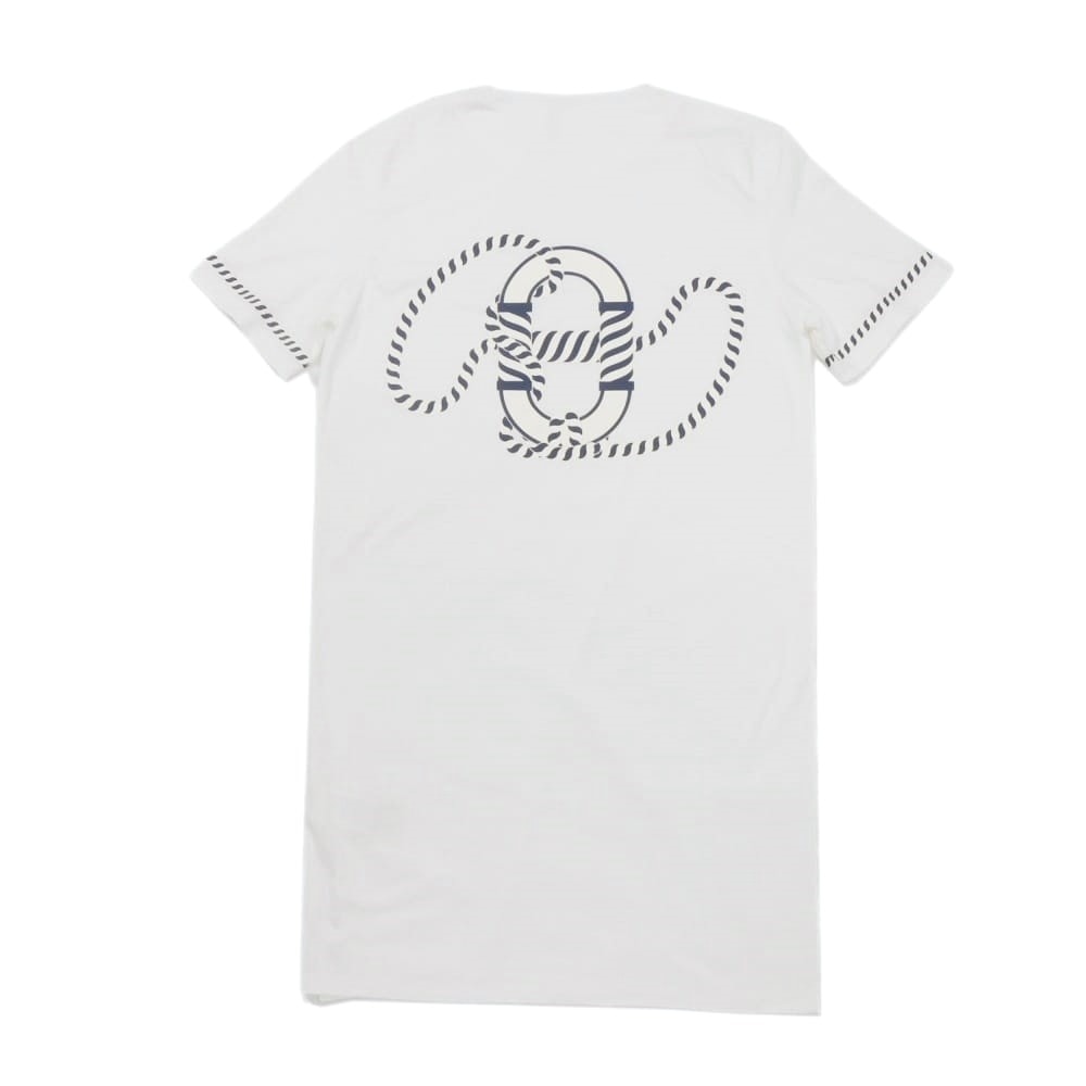HERMES エルメス カルトゥッシュ マキシドレス 23SS カヌー シェーヌダンクル ロープ 半袖 Tシャツ カットソー 34 未使用 カノエ コットン ホワイト ワンピース 3E4508DL