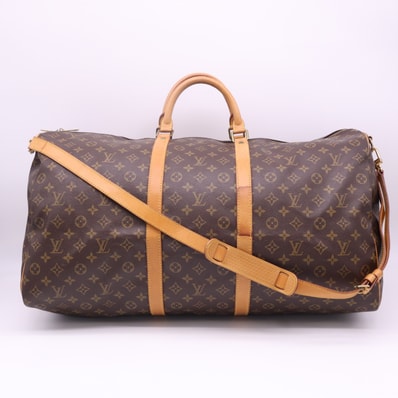 LOUIS VUITTON ルイ・ヴィトン モノグラム キーポル バンドリエール60 M41412 2wayボストンバッグ ブラウン コーティングキャンバス レザー メンズ