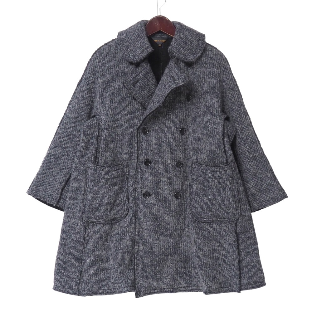■美品■COMME des GARCONS コムデギャルソン コート サイズXS AD2014 ウール混 ダブルブレスト ビッグシルエット ニット 裁断 バルーンコート ブランド古着【中古】20250808/RA5745