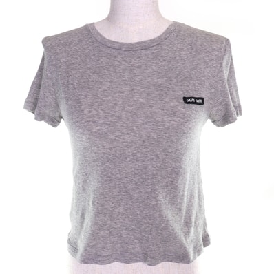 美品 ミュウミュウ リブ編み ジャージー Tシャツ グレー XS MJN466
