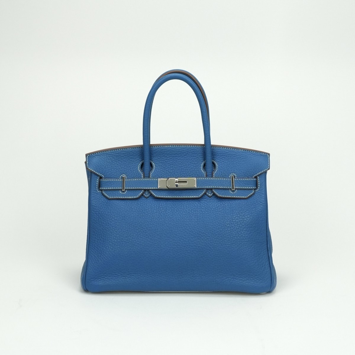 エルメス HERMES バーキン30 バーキン 30 バッグ トートバッグ トリヨンクレマンス ミコノス Mykonos ブルー blue ホワイト White 青 白 シルバー金具 ハンドバッグ バイカラー