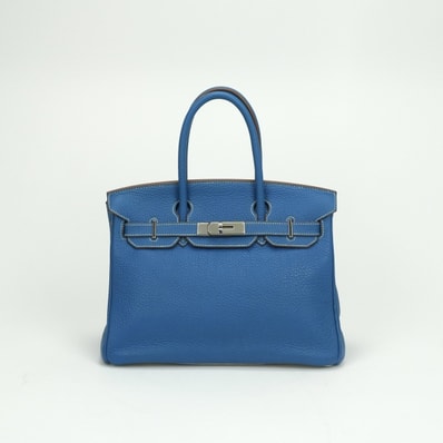 エルメス HERMES バーキン30 バーキン 30 バッグ トートバッグ トリヨンクレマンス ミコノス Mykonos ブルー blue ホワイト White 青 白 シルバー金具 ハンドバッグ バイカラー