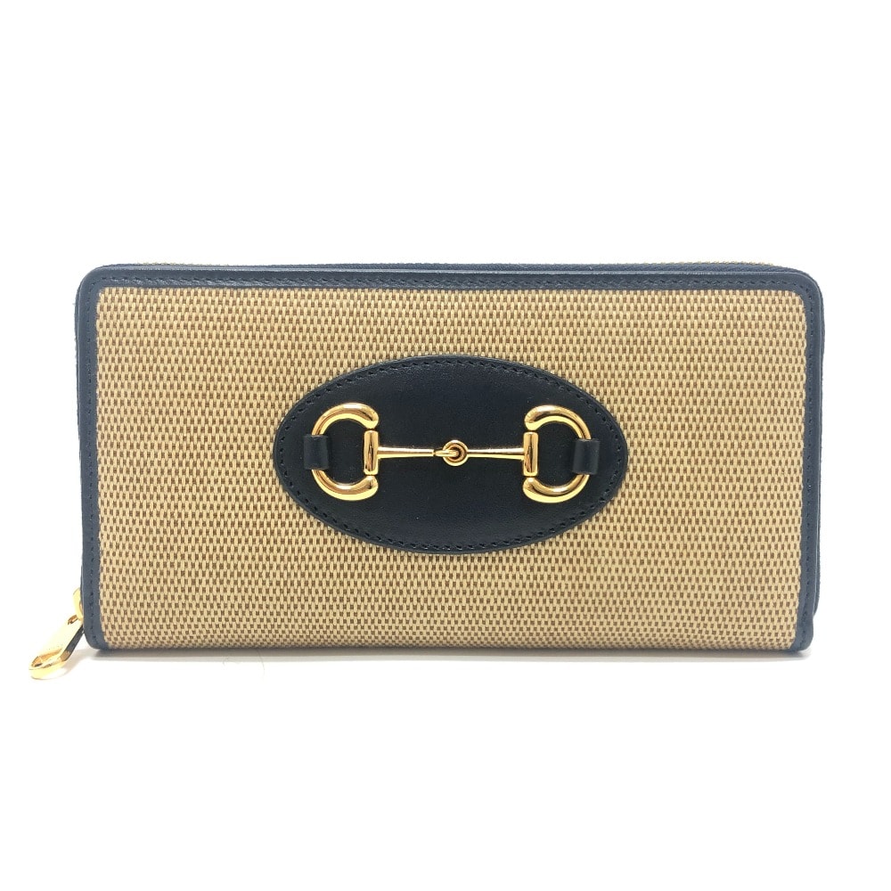 グッチ GUCCI ホースビット 621889 ラウンドファスナー ロングウォレット 小物 長財布 キャンバス/レザー BROWN ブラウン 未使用