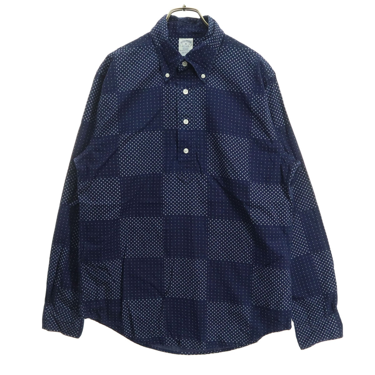Brooks Brothers ブルックスブラザーズ 総柄 長袖 ボタンダウン コットンシャツ M ブルー
