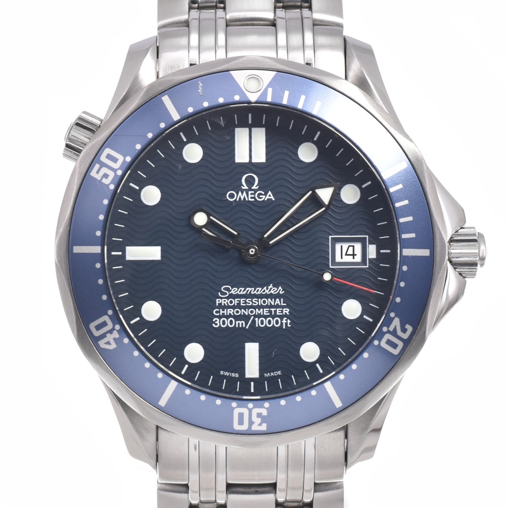 オメガ OMEGA 2531.80 シーマスター 300M プロフェッショナル デイト ブルー 自動巻き メンズ 美品 保証書付き 腕時計 J#150145
