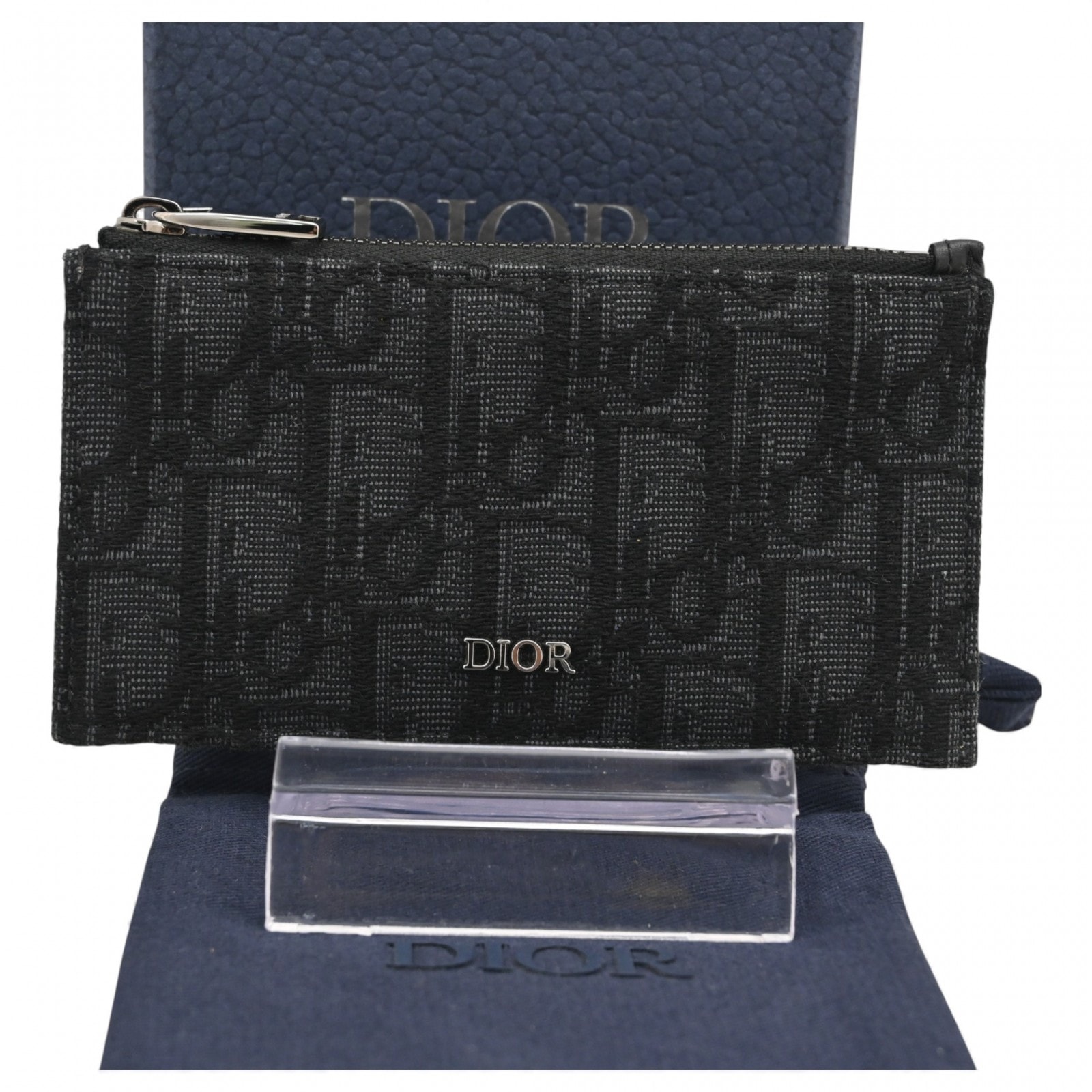 ディオール ジップ カードホルダー グレインドカーフスキン＆ディオール オブリーク ジャカード "ブラック" 2ESBC250YSE_H03E
