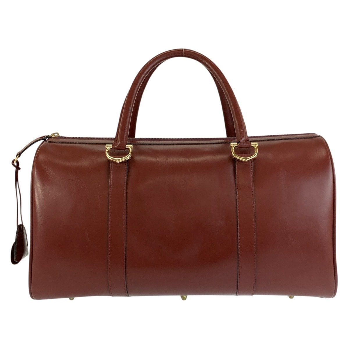 美品 CARTIER カルティエ ヴィンテージ マストライン ワインレッド ゴールド金具 レザー ボストンバッグ ハンドバッグ 604246 【中古】