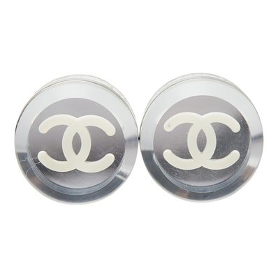 シャネル ココマーク クリアピアス シルバー クリア メタル プラスチック レディース CHANEL 【中古】