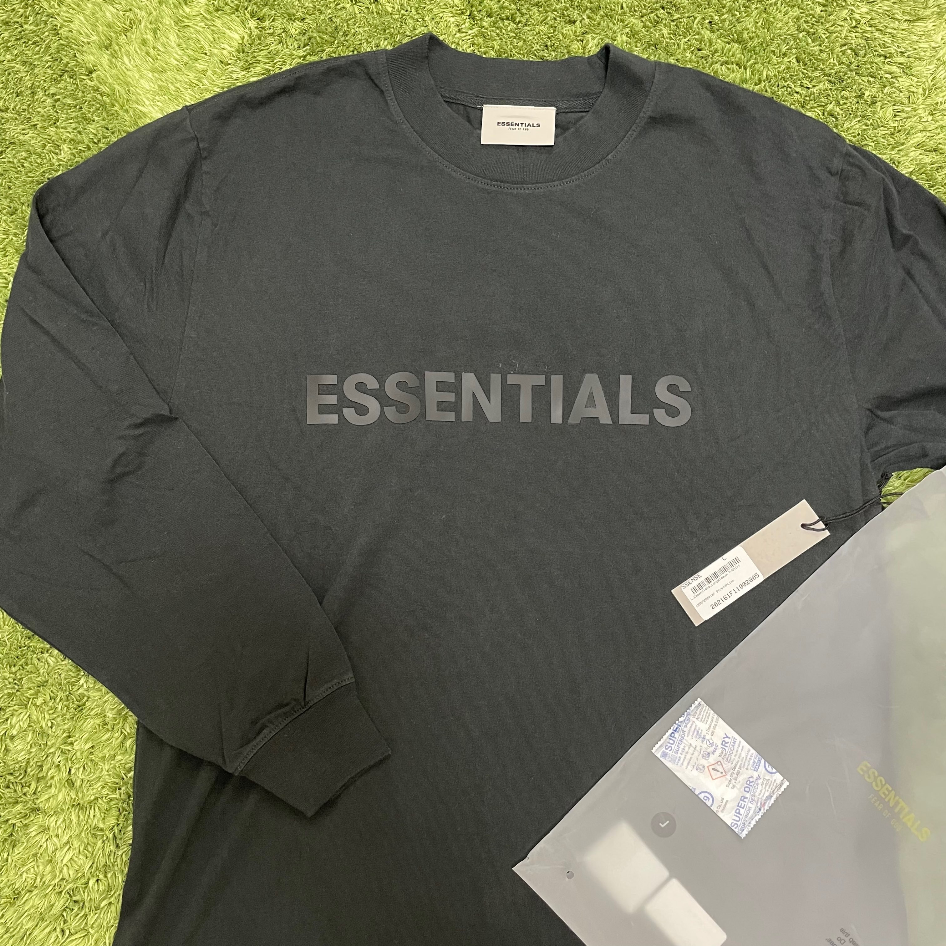 FEAR OF GOD ESSENTIALS 3D Silicon Applique Boxy Long Sleeve T-Shirt "Black"