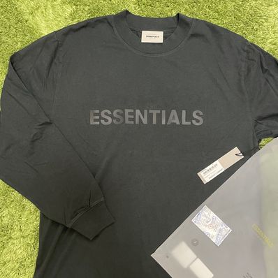 FEAR OF GOD ESSENTIALS 3D Silicon Applique Boxy Long Sleeve T-Shirt "Black"