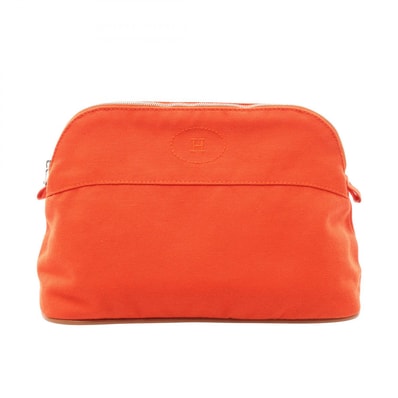 エルメス HERMES ボリードポーチMM ポーチ バッグ キャンバス レザー オレンジ レディース オレンジ系 / ブラウン系 【中古】