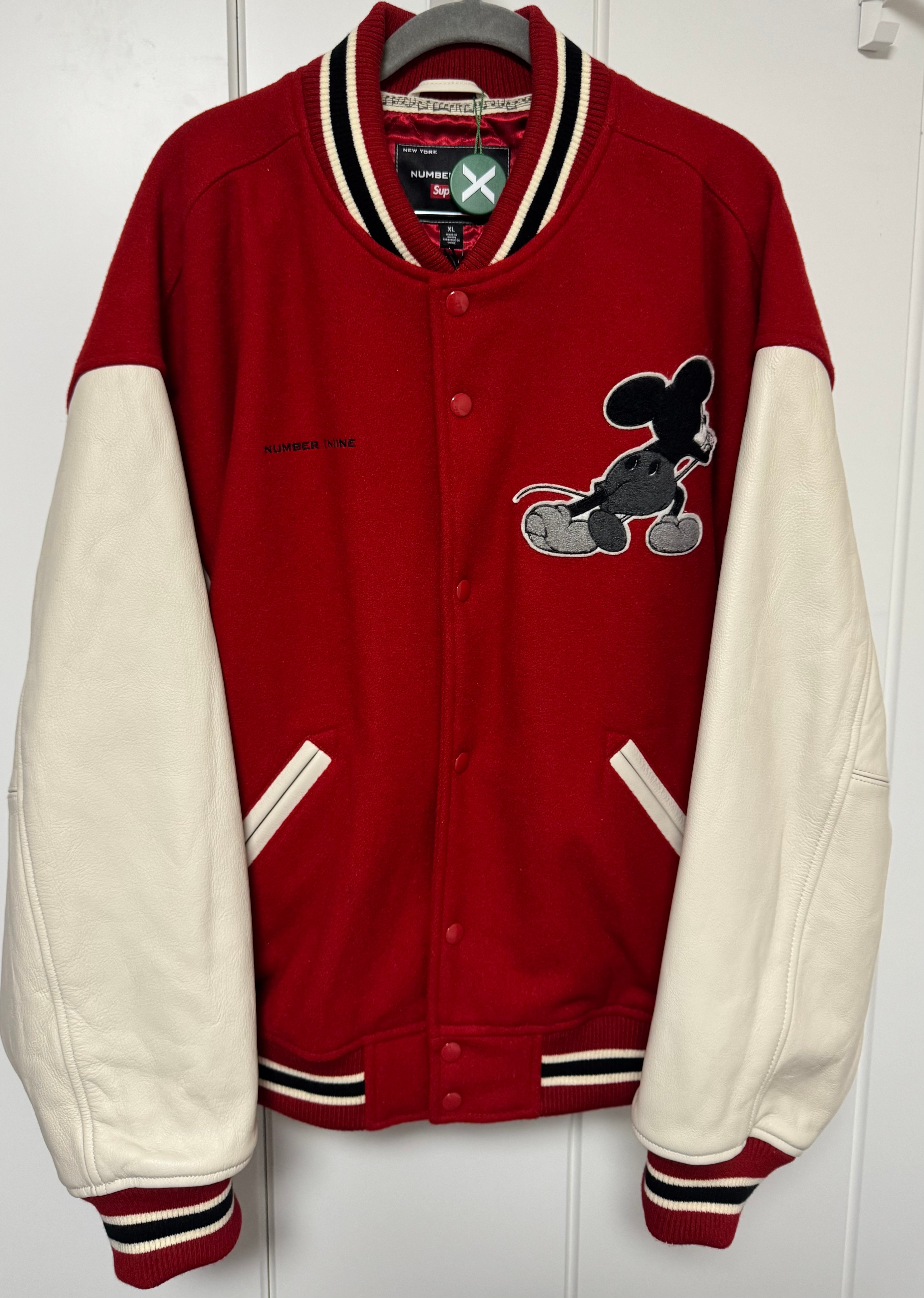 Supreme x Number (N)ine x Mickey Mouse Varsity Jacket "Red"