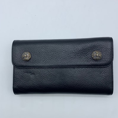 Chrome Hearts Wave Cross Ball Button Leather Wallet "Black/Silver"