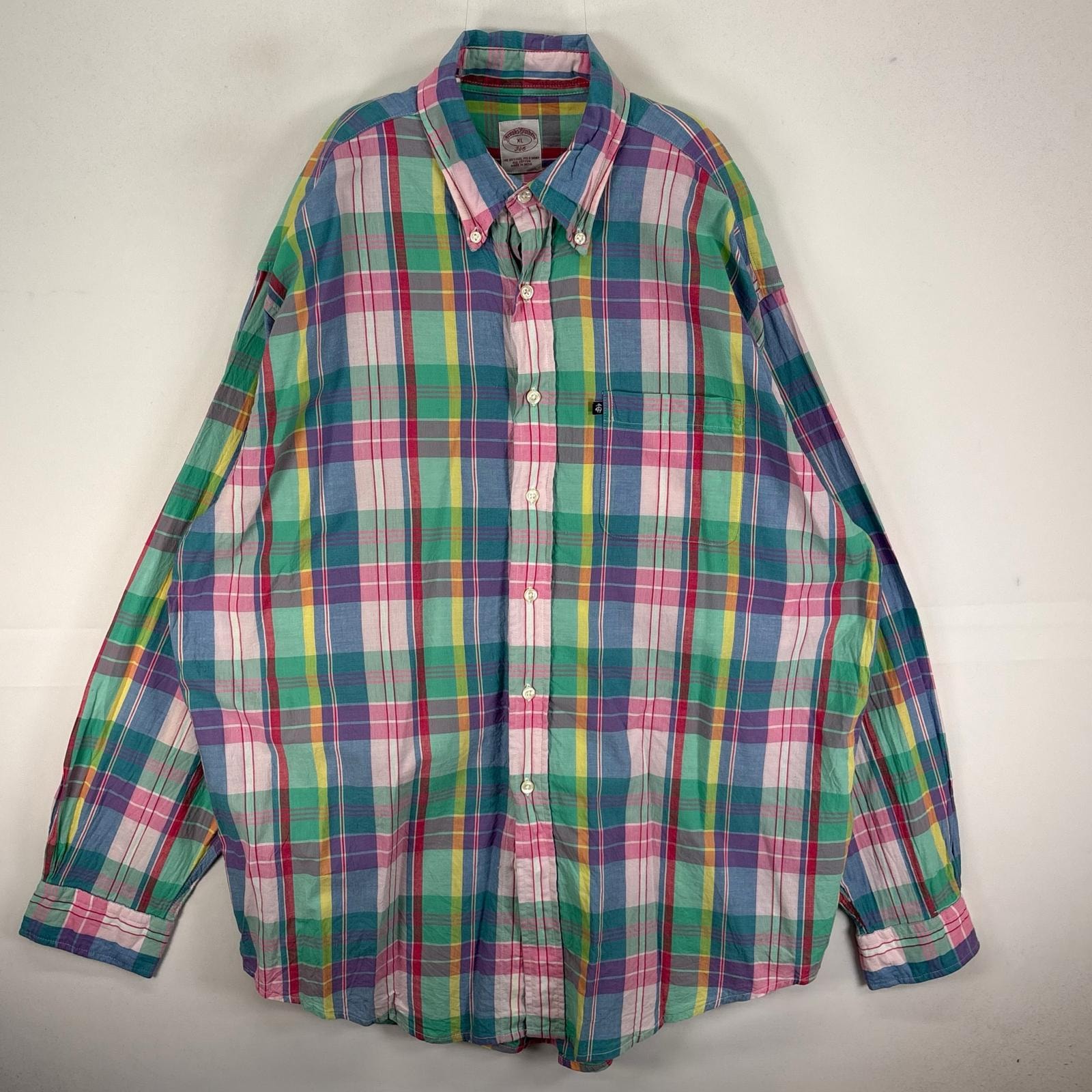 古着 ブルックスブラザーズ Brooks Brothers 長袖シャツ 胸ポケ XL ピンク系 チェック メンズ
