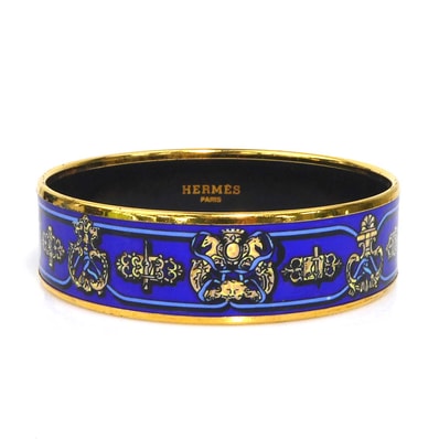 エルメス HERMES バングル ブレスレット エマイユGM エナメル/メタル ブルー系/ゴールド レディース【中古】 r11492j