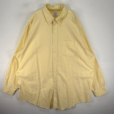 古着 ブルックスブラザーズ Brooks Brothers 長袖シャツ ボタンダウン 胸ポケット 2XL イエロー系 無地 メンズ