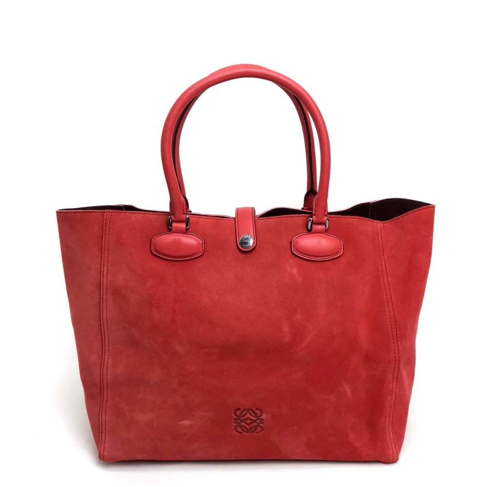 ロエベ LOEWE LEO レオ ロゴ カバン ハンドバッグ ミニポーチ付き スエード トートバッグ スエード レッド レッド