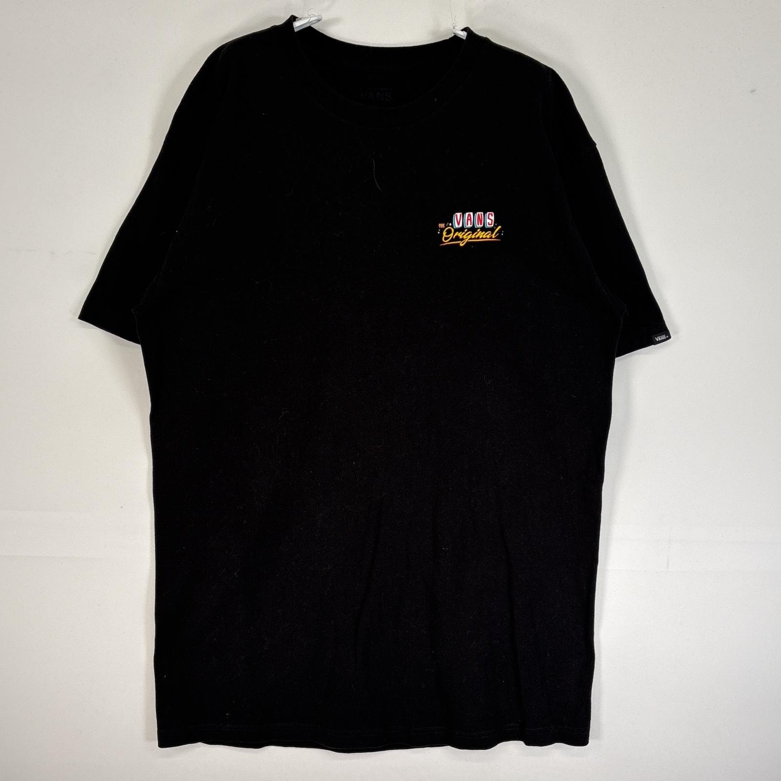 古着 バンズ VANS 半袖Tシャツ 両面 ラバープリント ボーリング クルーネック MEDIUM ブラック メンズ