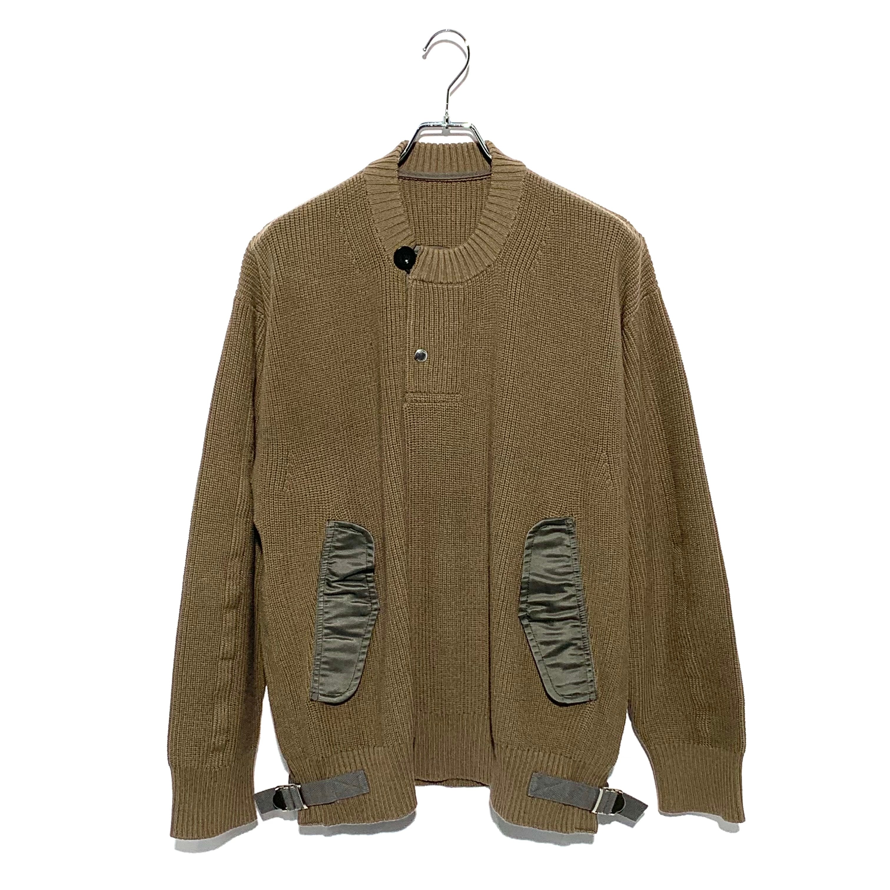 sacai Nylon Twill x Knit Pullover brown