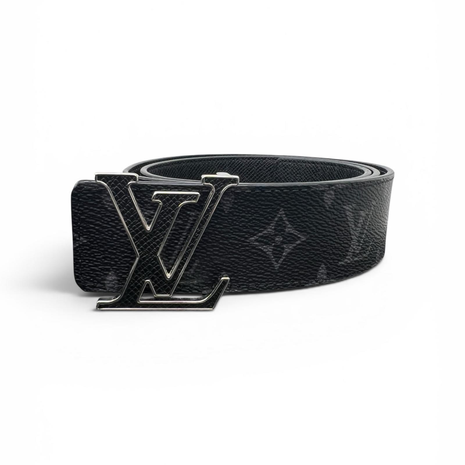 LOUIS VUITTON 極美品 ルイヴィトン ベルト LV イニシャル 40MM リバーシブル モノグラムエクリプス タイガ M0157V PVC レザー AC3254 ブラック #85/34 Aランク 中古 鑑定済 ヴィトンベルト