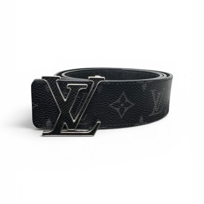 LOUIS VUITTON 極美品 ルイヴィトン ベルト LV イニシャル 40MM リバーシブル モノグラムエクリプス タイガ M0157V PVC レザー AC3254 ブラック #85/34 Aランク 中古 鑑定済 ヴィトンベルト
