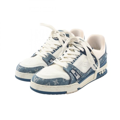ルイ・ヴィトン LOUIS VUITTON LVトレイナー ライン スニーカー 靴 レザー キャンバス メンズ ホワイト系 / ネイビー系 【中古】