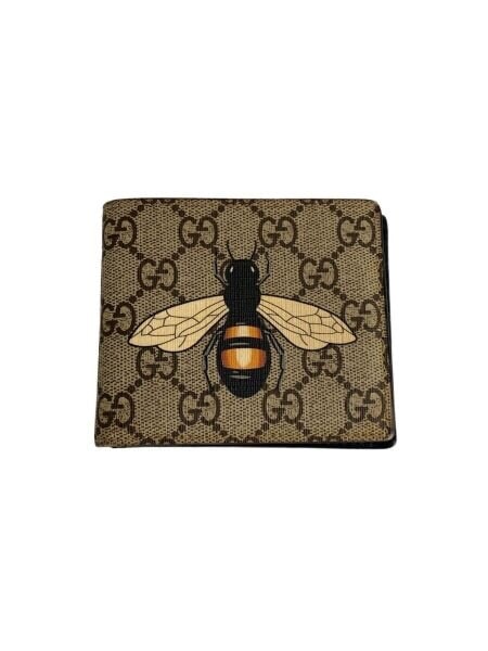 GUCCI Bee Print GG Supreme Compact Wallet