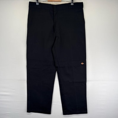 古着 ディッキーズ Dickies パンツ ダブルニー ジッパーフライ ワンポイントロゴ サイドポケット w38 L32 ブラック系 メンズ