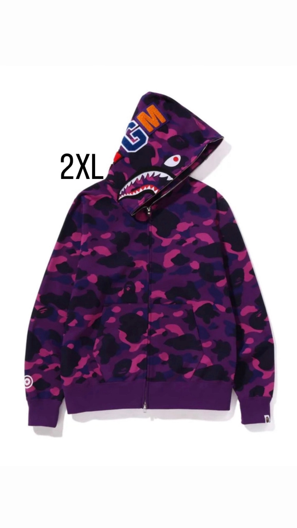 A BATHING APE Color Camo Shark Full Zip Hoodie "Purple"