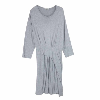 BALENCIAGA バレンシアガ ワンピース 436261 TSK05 国内正規品 FLOWY DRESS 長袖 アシンメトリー フロードレス グレー系 42【中古】