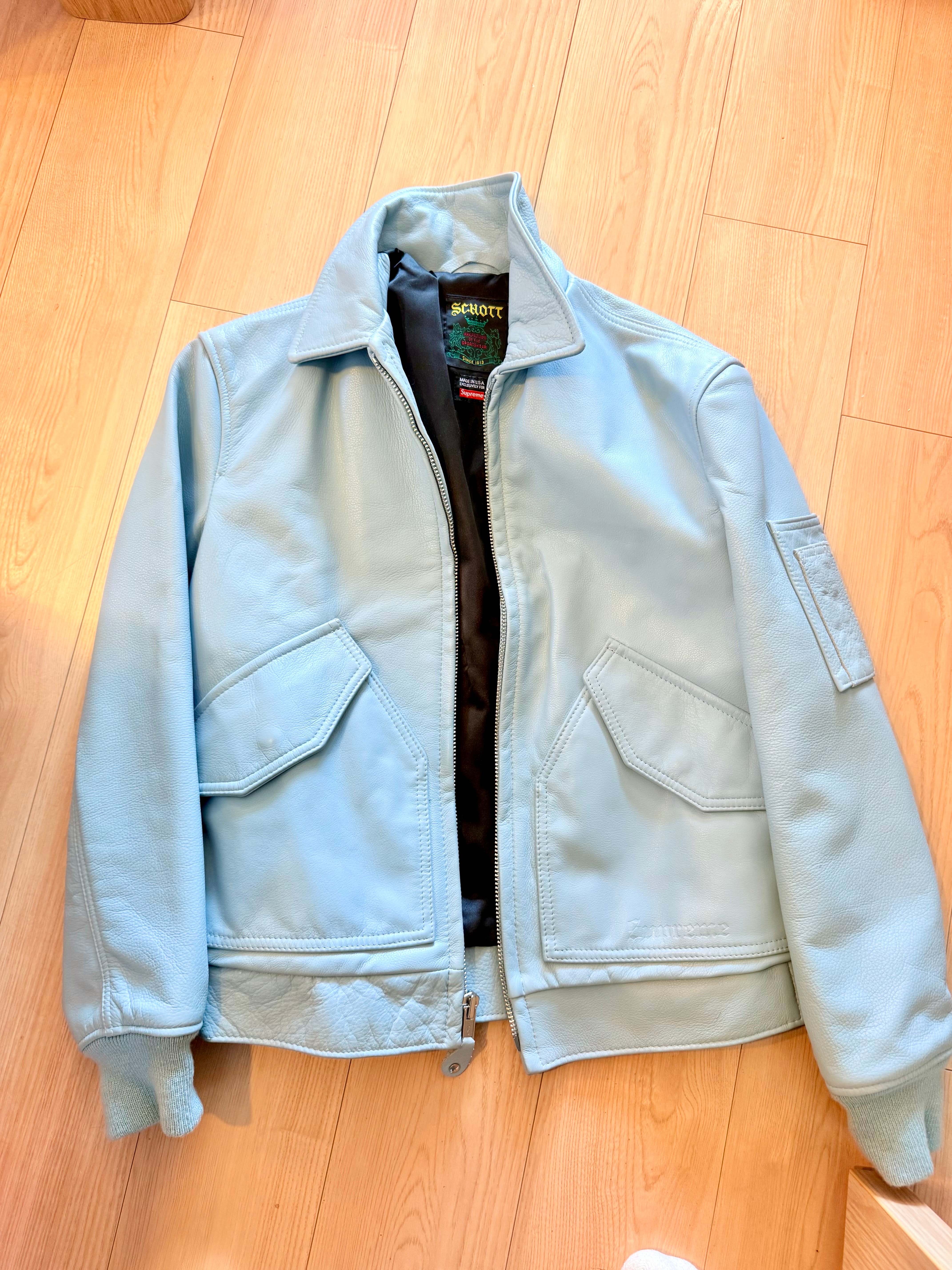目立った傷や汚れなし】SS19 Supreme Schott Leather Tanker Jacket