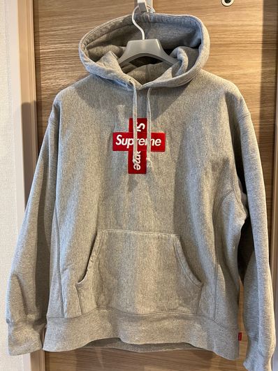 Supreme Cross Box Logo Hooded Sweatshirt "Grey"