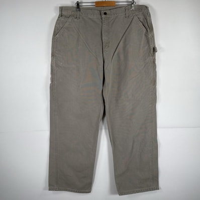 古着 カーハート Carhartt ワークパンツ ダック ペインターパンツ 作業着 ワンポイント ロゴ 大きいサイズ w42 L32 ベージュ メンズ