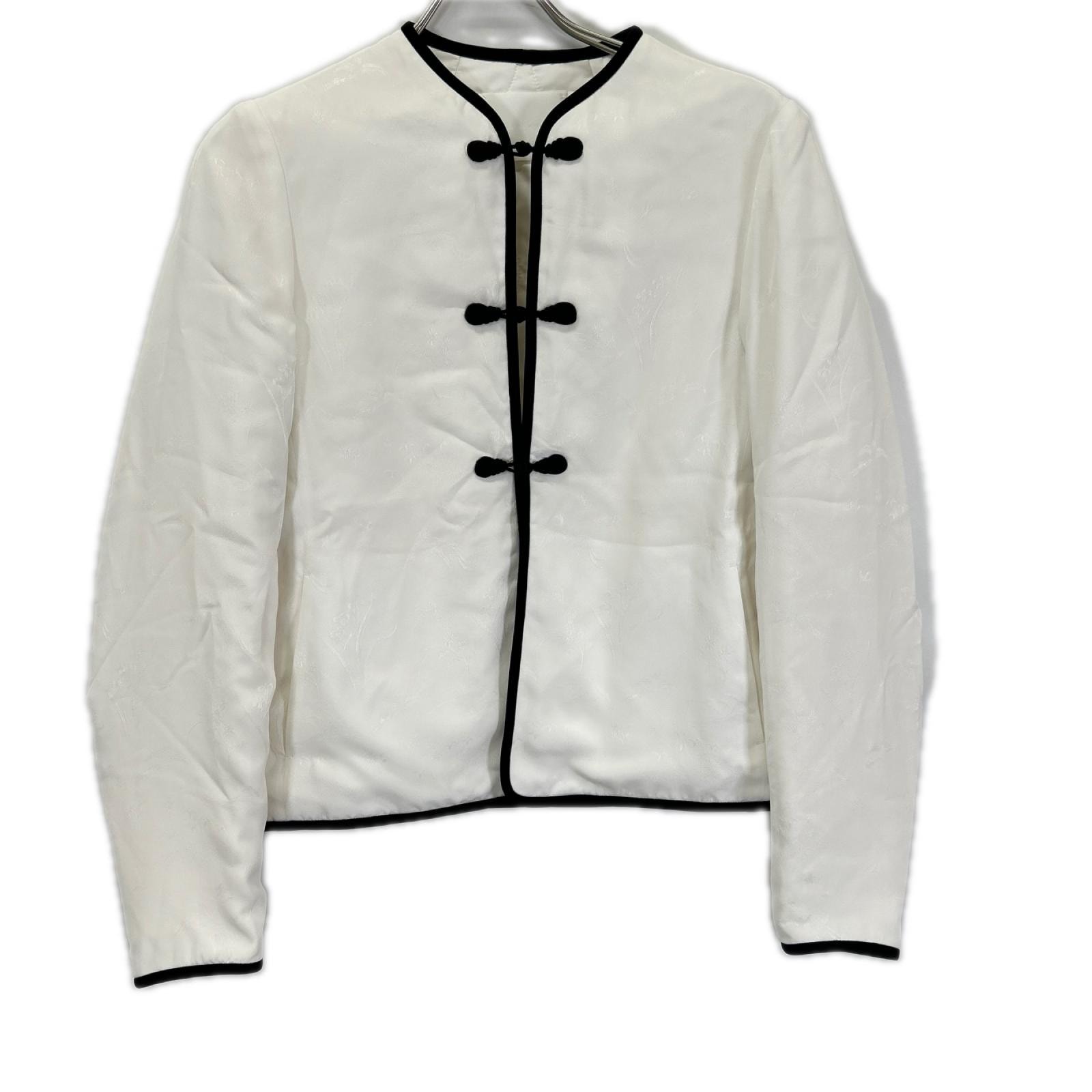マメクロゴウチ 25SS MM25SS-JK016 ホワイト×ブラック 「Viscose Rayon Floral Jacquard Silk Filling Jacket 2