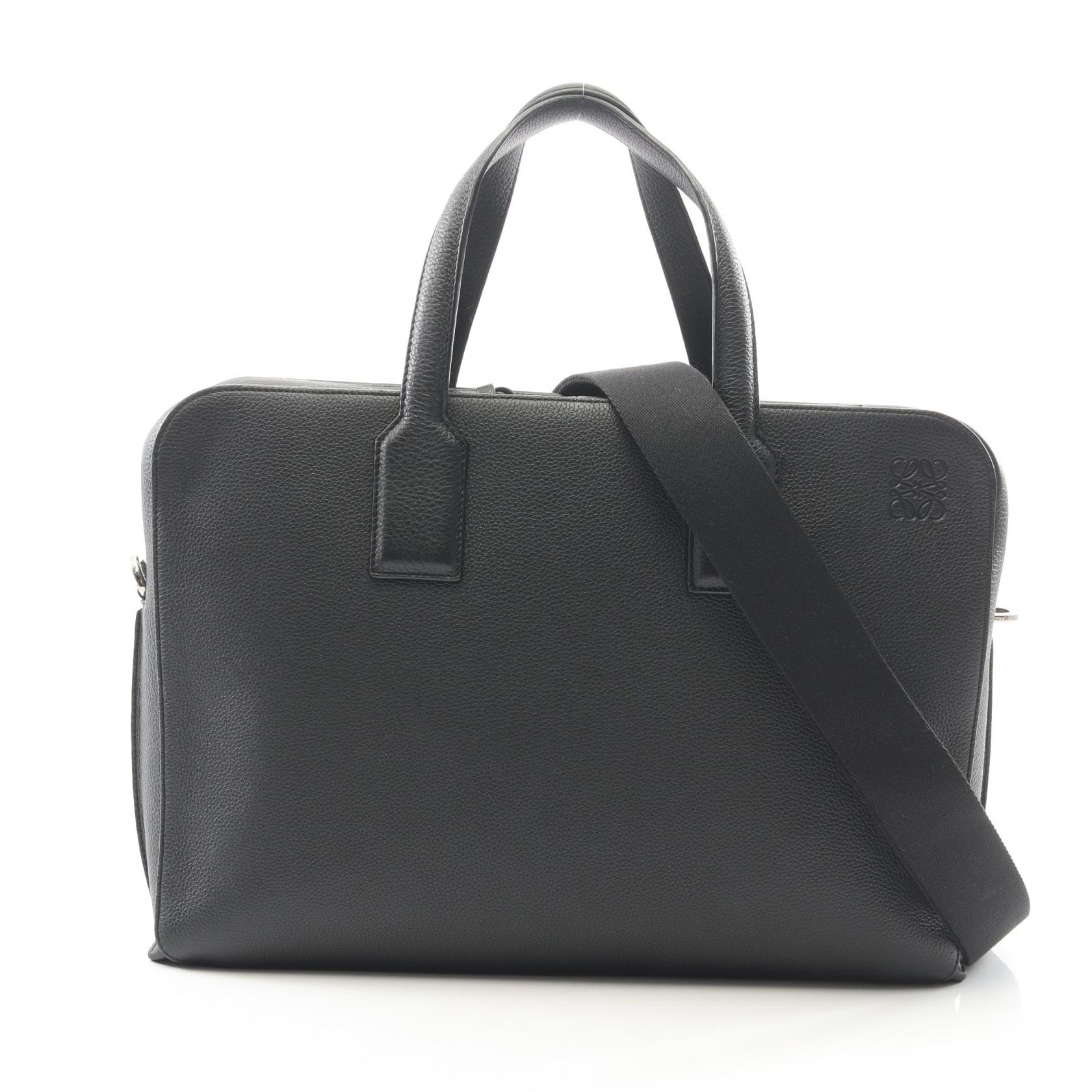 ロエベ LOEWE ゴヤ スリム ブリーフケース 2WAY ブリーフケース バッグ レザー メンズ ブラック系 337.12.P57 【中古】
