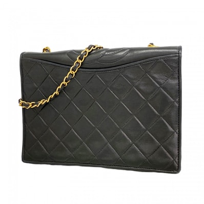 ★SALE【6ce6497-k】シャネル ショルダーバッグ マトラッセ チェーンショルダー ラムスキン ブラック ゴールド金具【中古】レディース