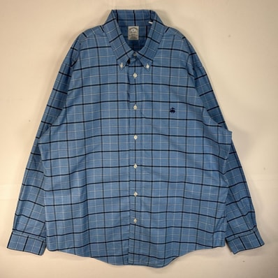 古着 ブルックスブラザーズ Brooks Brothers 長袖シャツ ロゴ 刺繍 チェック REGENT XL ブルー系 マルチカラー メンズ