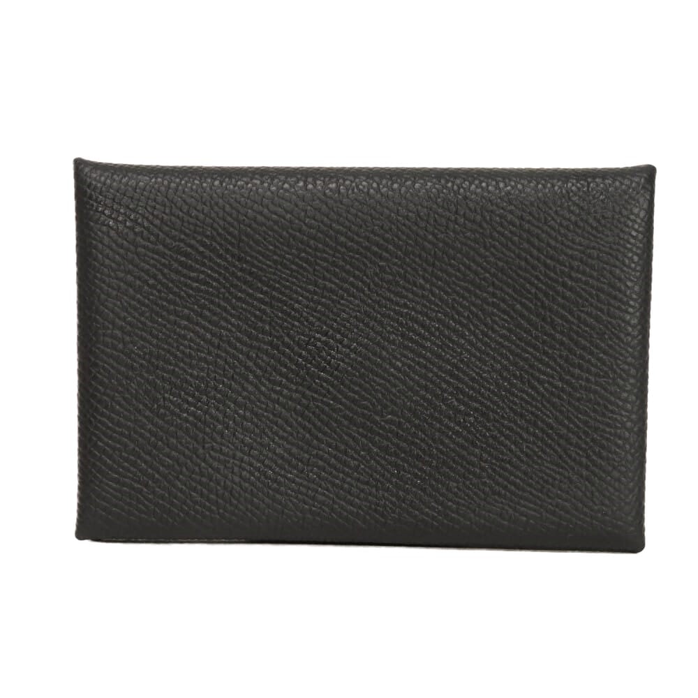 HERMES エルメス カルヴィ ロゴ 箔押し プレス加工 カーフ スナップボタン パスケース 名刺入れ 美品 ヴォーエプソン ブラック カードケース