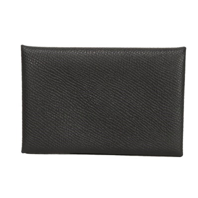HERMES エルメス カルヴィ ロゴ 箔押し プレス加工 カーフ スナップボタン パスケース 名刺入れ 美品 ヴォーエプソン ブラック カードケース