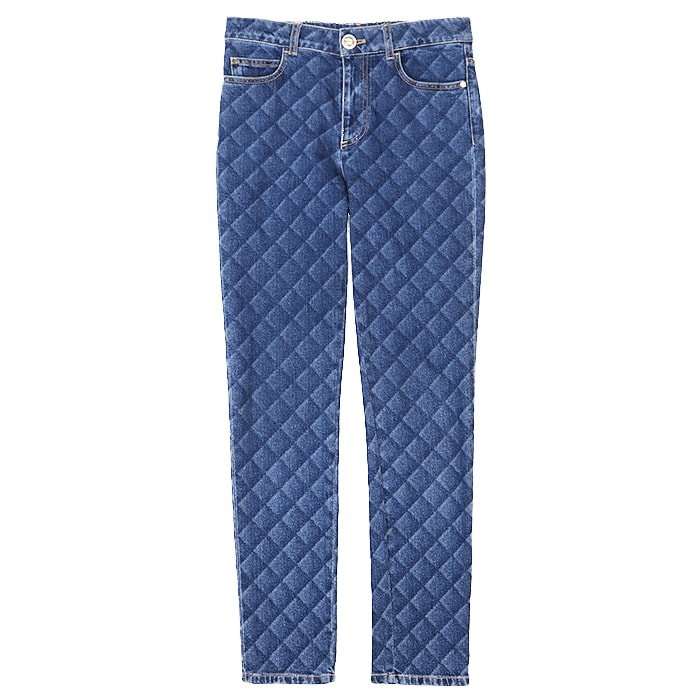 美品 シャネル デニム COCOマーク ロゴ ストレッチ ダイヤ パンツ レディース インディゴ 38 CHANEL