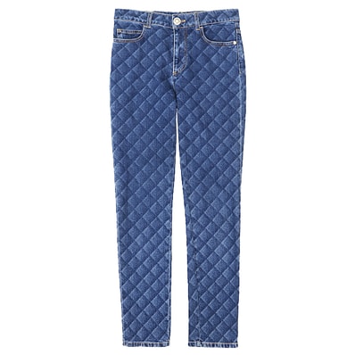 美品 シャネル デニム COCOマーク ロゴ ストレッチ ダイヤ パンツ レディース インディゴ 38 CHANEL