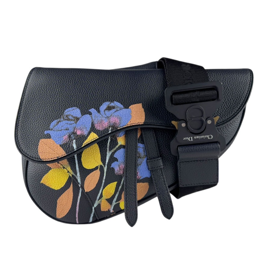 ディオール オム DIOR HOMME ショルダーバッグ Alex Foxton サドルバッグ レザー ネイビー メンズ【中古】 z8150