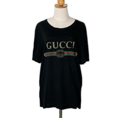 GUCCI グッチ 半袖 Tシャツ ロゴウォッシュドオーバーサイズ SIZE S レディース ブラック