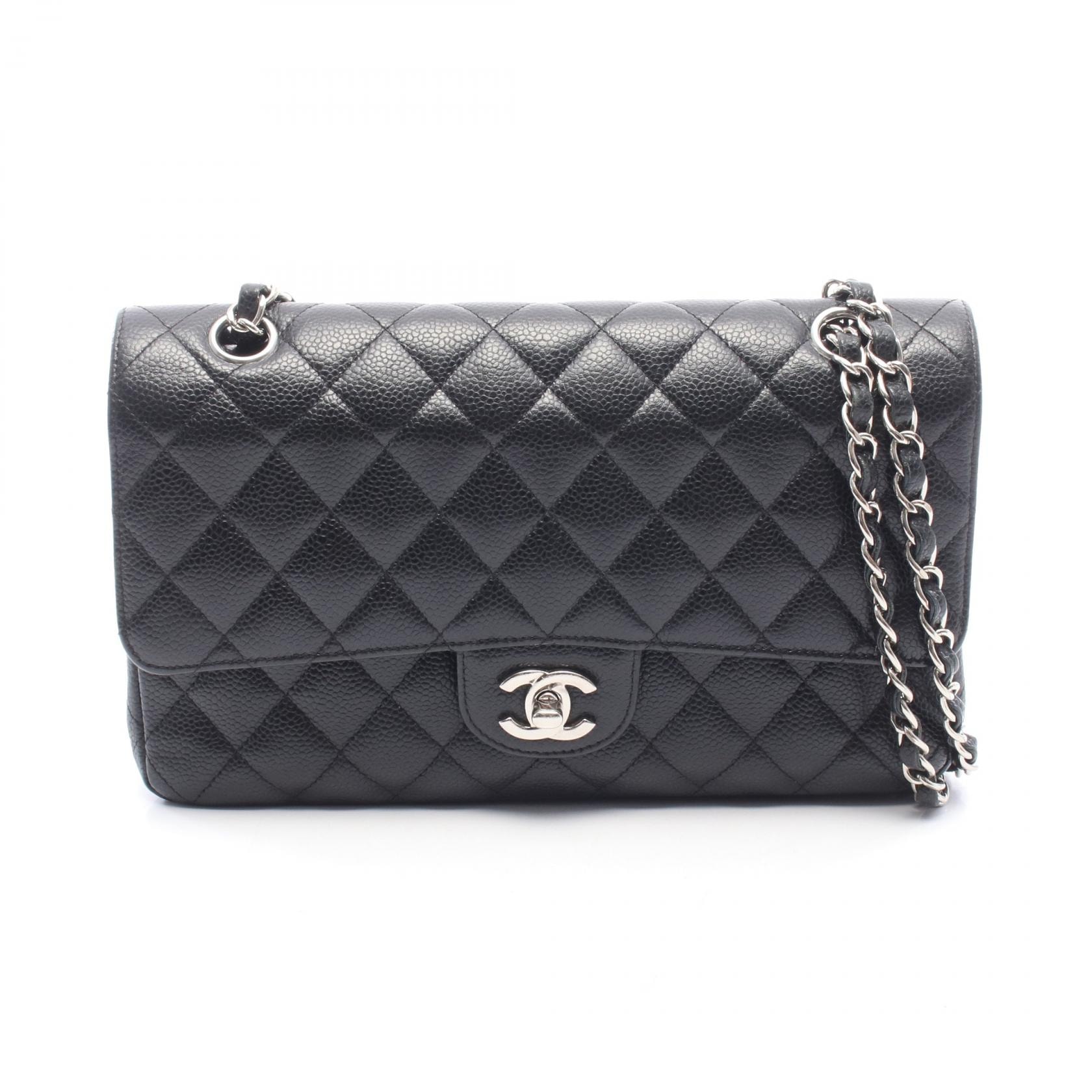 シャネル CHANEL マトラッセ Wフラップ ショルダーバッグ バッグ キャビアスキン(グレインドカーフ) レディース ブラック系 【中古】