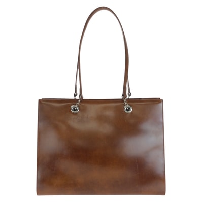 CARTIER カルティエ ヴィンテージ パンテール ブラウン シルバー金具 レザー トートバッグ ショルダーバッグ 604650 【中古】