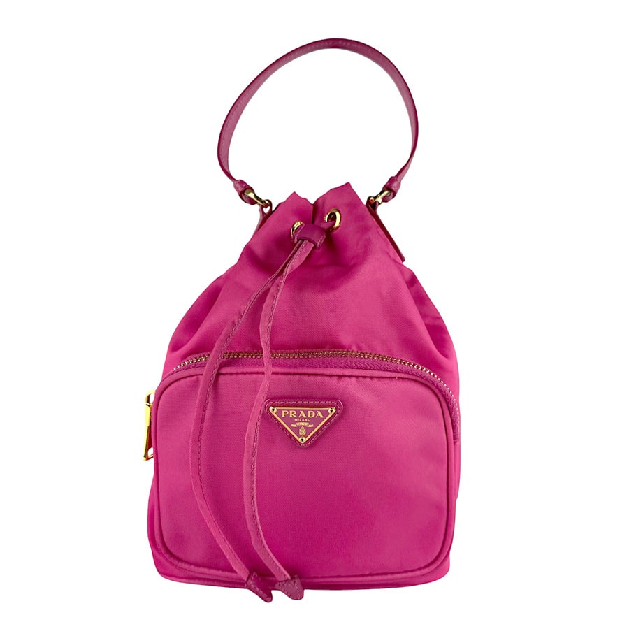 プラダ PRADA ショルダーバッグ ナイロン/レザー ピンク レディース 1BH038【中古】 z10226