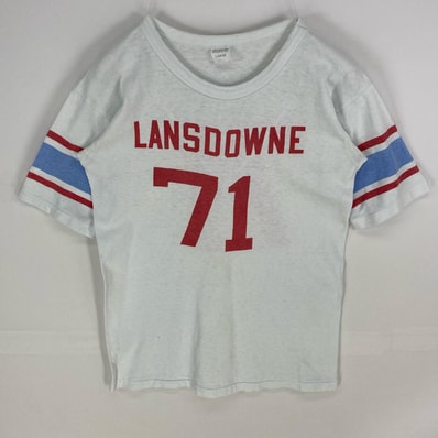 古着 60's~70's/60年代~70年代 ヴィンテージ チャンピオン Champion 半袖Tシャツ フットボール しみこみプリント L ホワイト系 メンズ