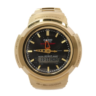 CASIO G-SHOCK カシオ ジーショック 時計 AWM-500GD-9AJF フルメタル タフソーラー アナログ デジタル SS ブラック文字盤 腕時計 ゴールド系【中古】