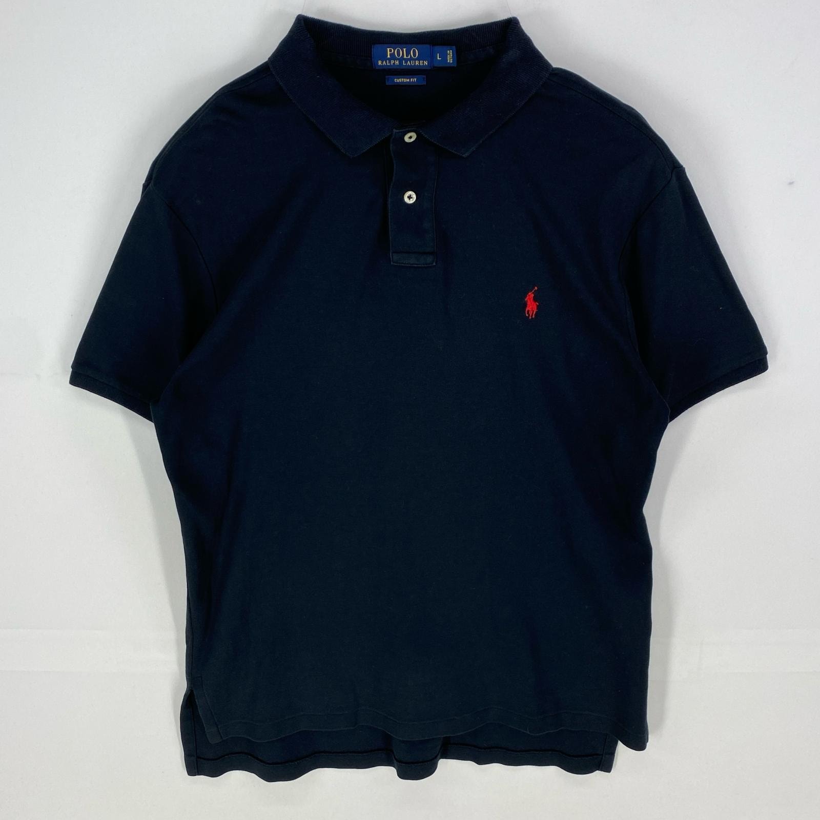 古着 ポロ・ラルフローレン POLO RALPH LAUREN 半袖シャツ ワンポイント ポニー ポロシャツ ショートスリーブ L  ブラック系 メンズ