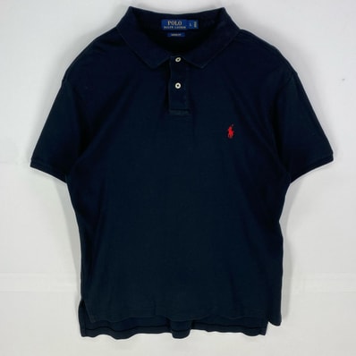 古着 ポロ・ラルフローレン POLO RALPH LAUREN 半袖シャツ ワンポイント ポニー ポロシャツ ショートスリーブ L ブラック系 メンズ